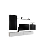 Set mobile soggiorno collezione SWITCH II design, colori nero e bianco lucido.