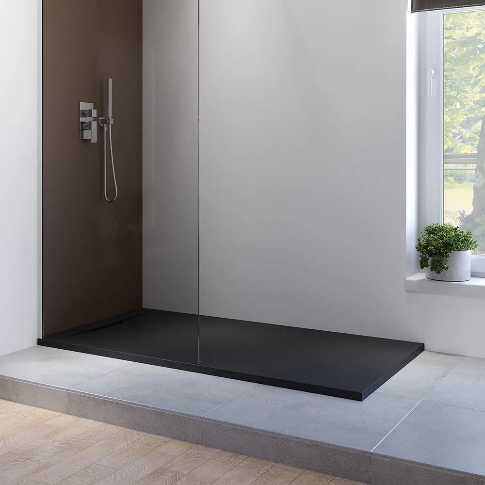 Piatto doccia 80x140 cm in marmoresina nero effetto pietra | Paros