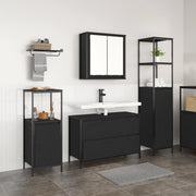 Set di Mobili da Bagno 3 Pezzi in Rovere Nero in Legno Ingegnerizzato