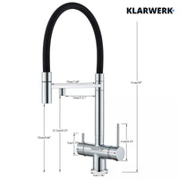 Lana | Rubinetto estensibile a 3 vie cromato lucido da cucina ad osmosi| per acqua potabile in acciaio inossidabile,  Filtra 3 connessioni