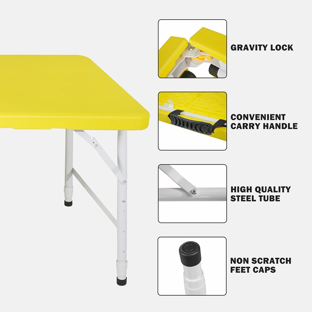 Tavolo-Xylo-125cm pieghevole giallo regolabile portatile 135kg