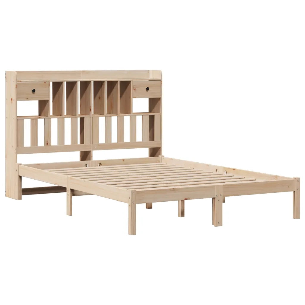 Letto Libreria senza Materasso 140x190 cm in Legno di Pino