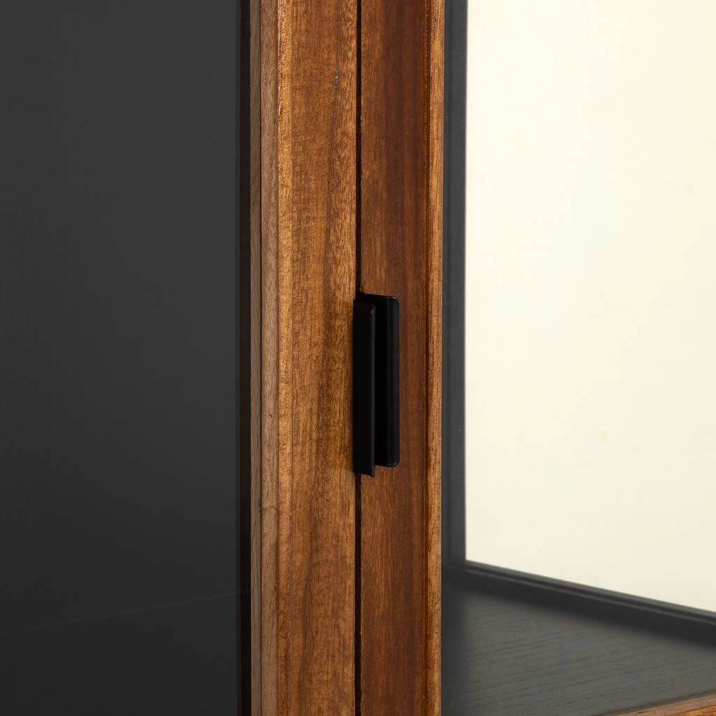 Vetrina in legno di recupero nero con 2 ripiani 72x40,5x158,5h cm