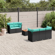 Set Divani da Giardino 6 pz con Cuscini Nero in Polyrattan