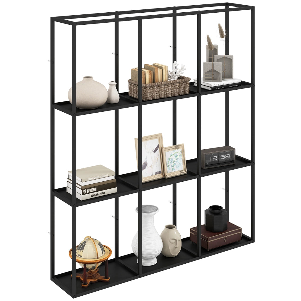 Libreria a Parete Industriale con 9 Ripiani ¨C Zephmum ¨C Grigio Metallico 80x30x24 cm