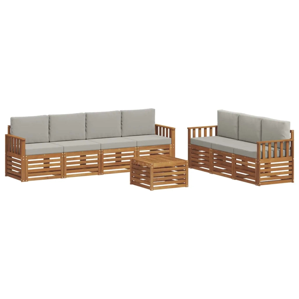 Set divani con cuscino 8 pcs Grigio Naturale e Chiaro