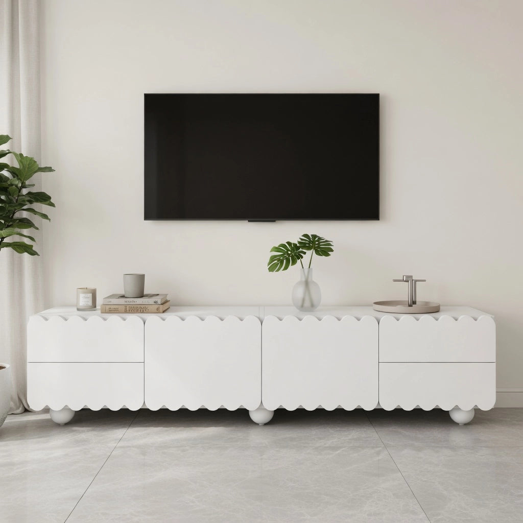Cassettiera TV bianca in MDF e truciolare lunghezza 175 cm