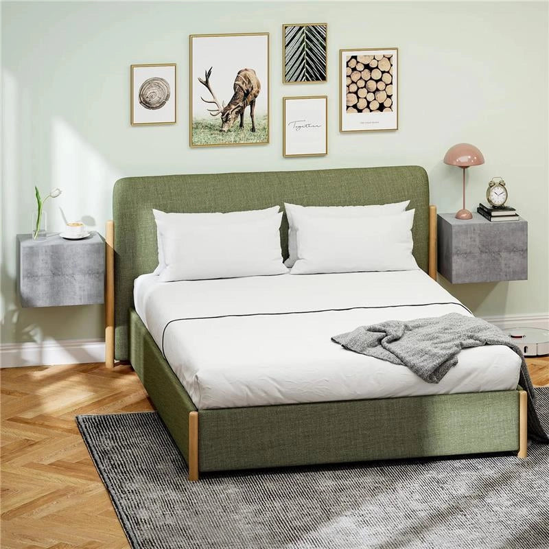 SET DI 2 COMODINI SOSPESI CON 2 CASSETTI MODERNI E SALVASPAZIO 40X29X30 CM GRIGIO CEMENTO