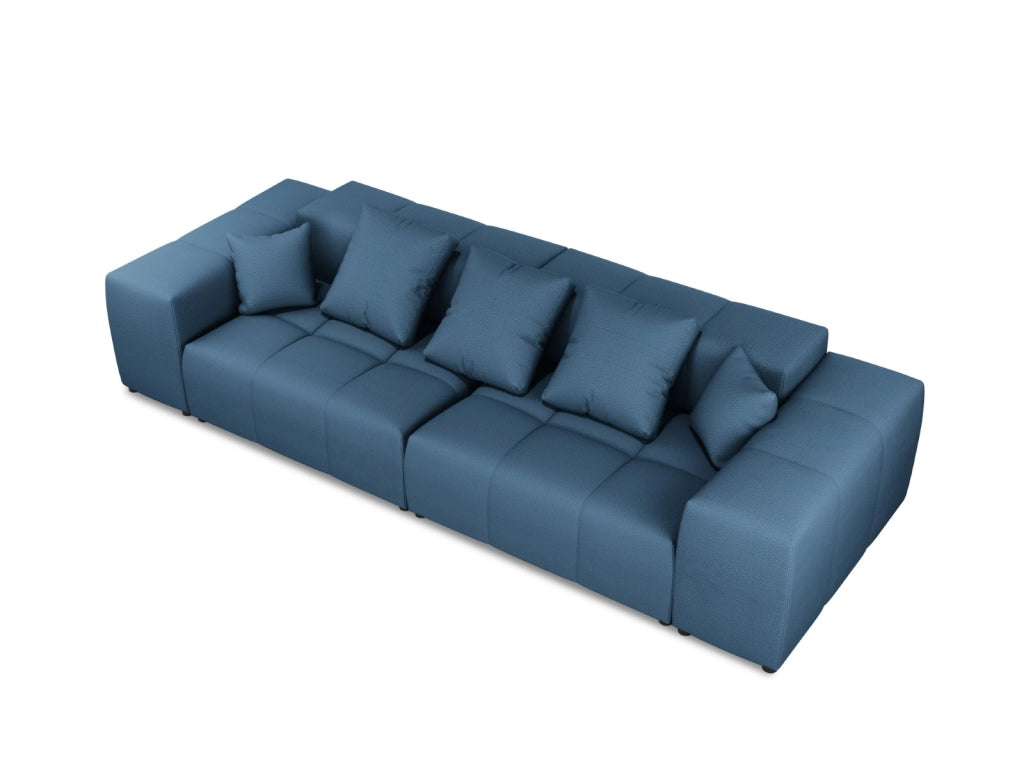 Cosmopolitan Design - Divano modulare "Rome" 3 posti in tessuto strutturato blu scuro 