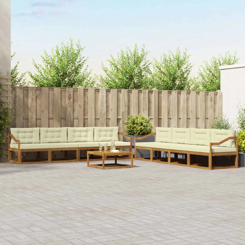 Set di divani da esterno con cuscino 9 pcs Naturale e Crema 3367383