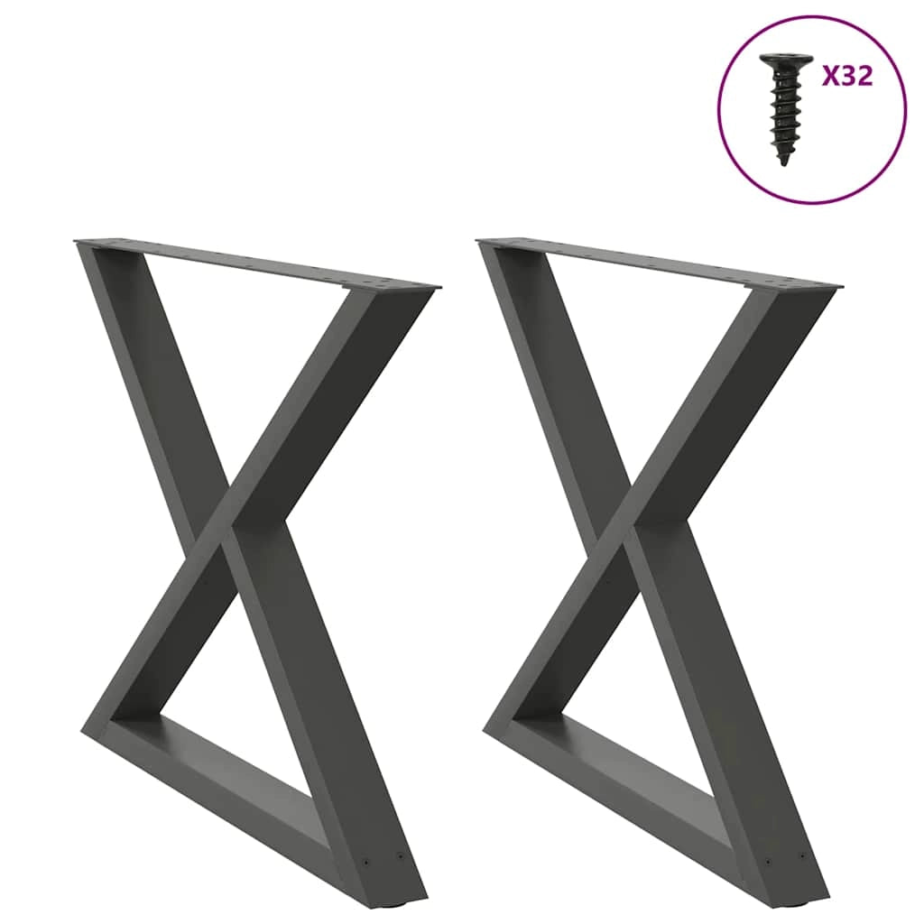 Set di 2 eleganti gambe fisse per tavolo da pranzo 90 x 73 cm con piedini regolabili in acciaio antracite 02_0057019