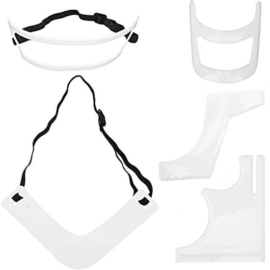 Set di Modelli per Barbieri 5 pezzi - Strumento per Tagliare le Barbicchie - Guida per la Barbicchia - Linea di Capelli per la Grooming - Materiale Duraturo in Plastica - Flessibile e Antiscivolo - Modellatore per la Barbicchia
