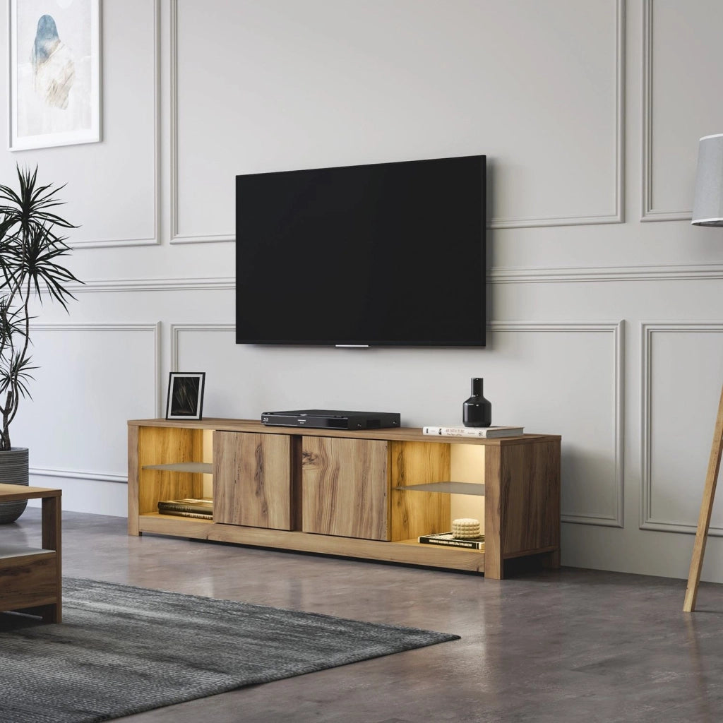 Porta TV in legno "Aydos" 180 x 35 x 45 cm - Rovere