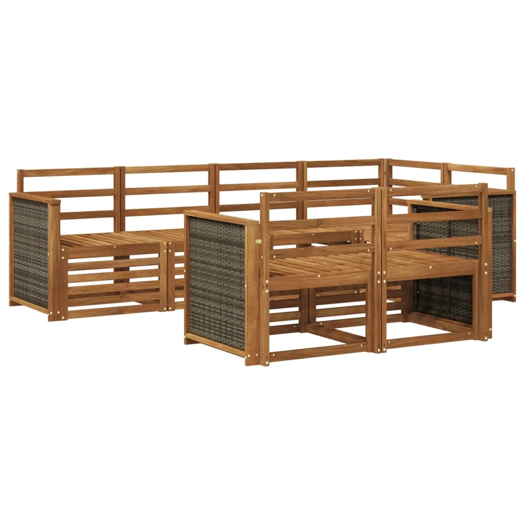 Set divano sezionale 6 pcs Naturale Legno di Acacia Massello