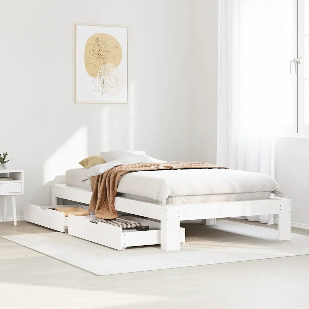 Letto senza Materasso Bianco 90x190 cm in Legno Massello Pino 3309021