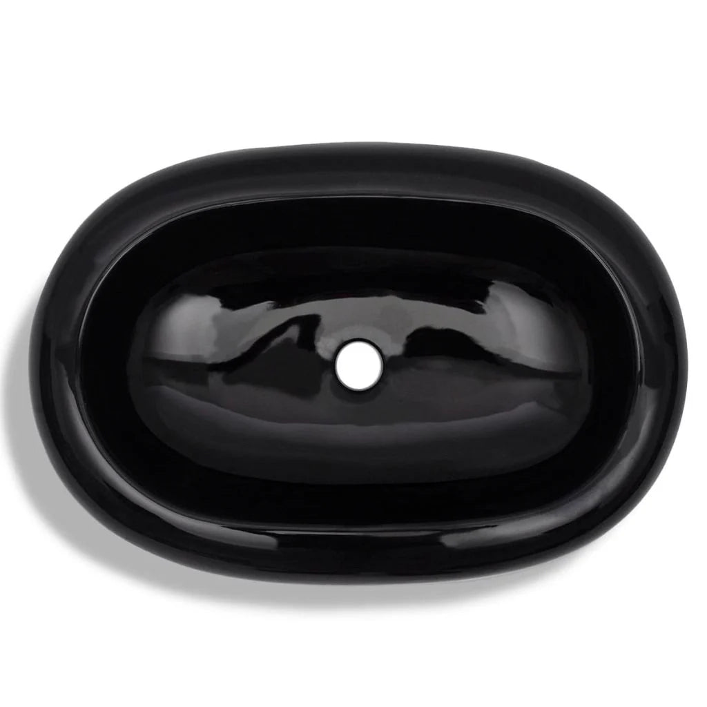 Lavabo ovale in ceramica 63 x 42 cm per bagno nero 02_0002495