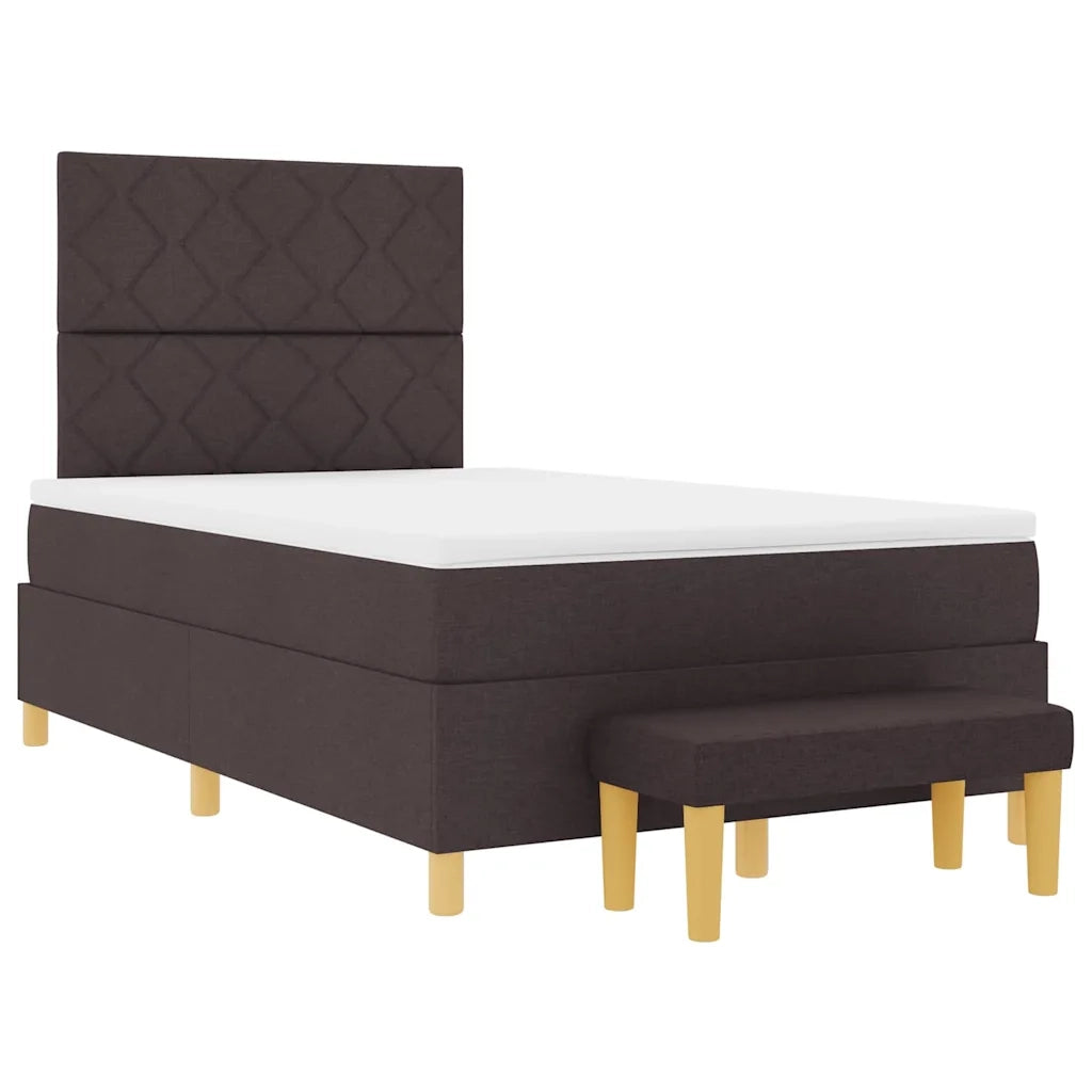 Letto a molle con materasso Marrone scuro 120 x 200 cm Tessuto