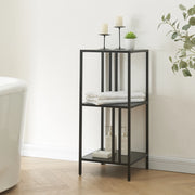 Scaffale Basso Kumlinge in Acciaio a 3 Ripiani Quadrati 80 x 35 x 35 cm Nero [en.casa]