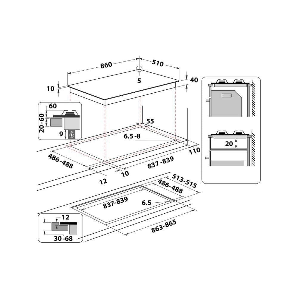 Whirlpool Piano cottura a gas - GOA 9523/NB1