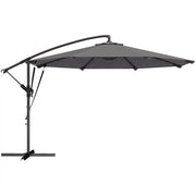 Parasole a sbalzo circa 300 cm Ombrello inclinabile con manovella Base trasversale Corde a vento Coperchio protettivo Grigio scuro