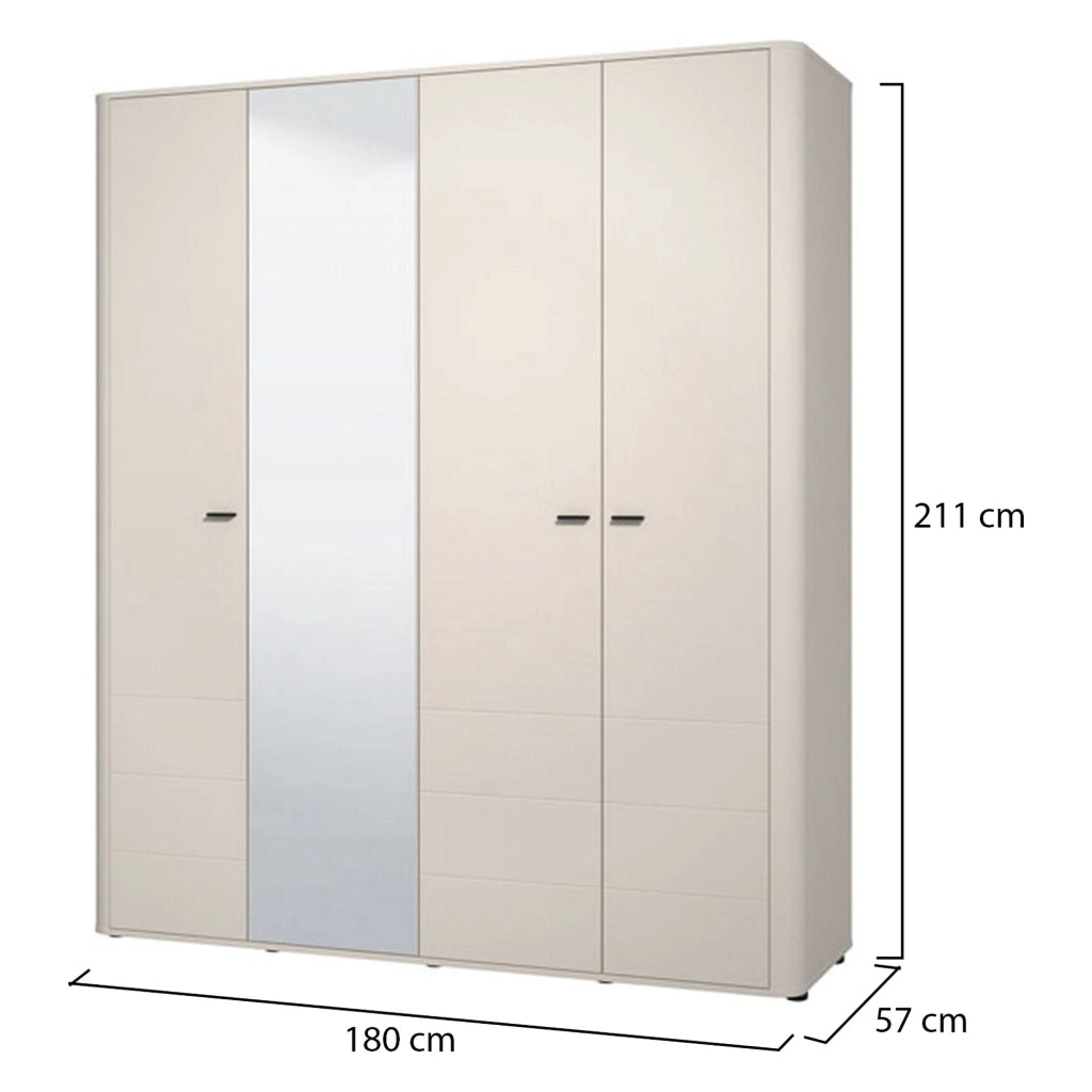 Armadio Camera da Letto Bustone, Guardaroba Grande 2 Ripiani, 179.5x210.5h cm Bianco Crema