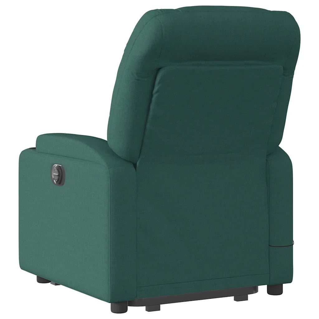 Poltrona Alzapersona Massaggiante | Sedia Relax Verde Scuro in Tessuto