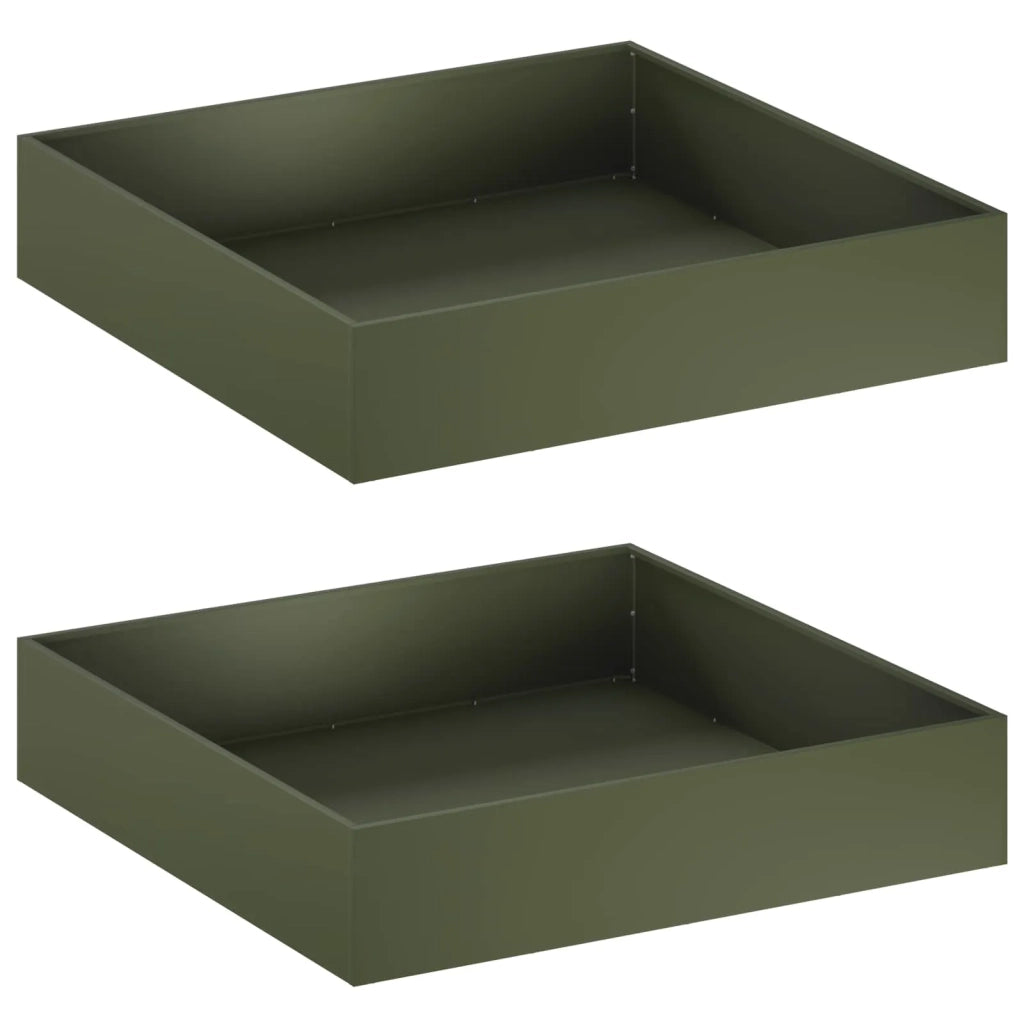 Vaso da giardino 2 pz Verde Oliva 100 x 100 x 20 cm 8005029