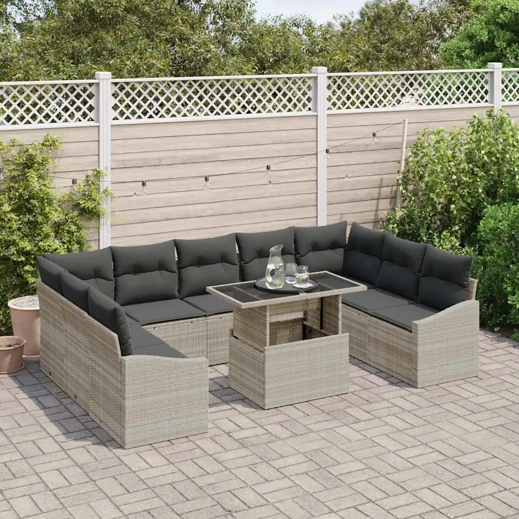 Set Divano da Giardino 10 pcs Grigio chiaro e grigio scuro