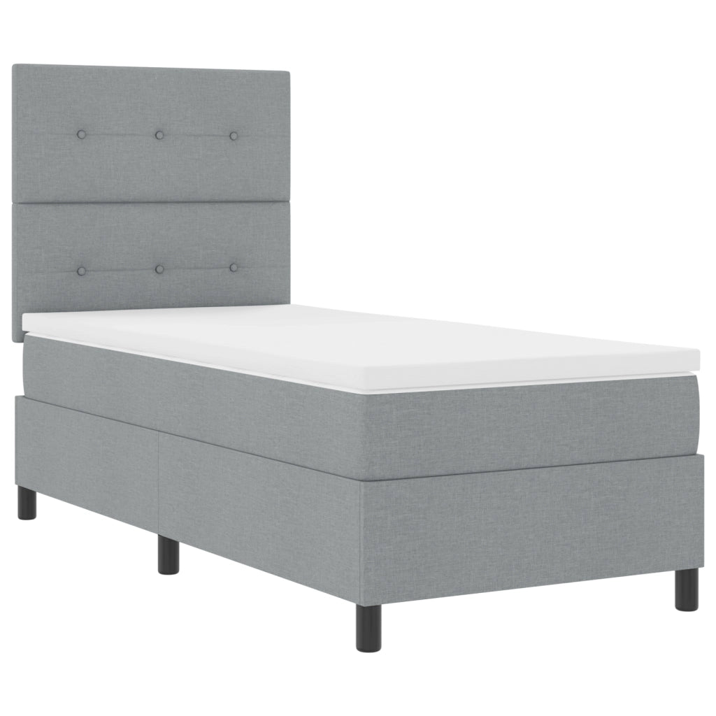 Letto a Molle con Materasso Grigio Chiaro 90x200 cm Tessuto