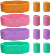 Set di fascette assorbenti 12 pezzi - Fascetta/bracciale - Assorbente - Felpa - Leggero - Colorato (viola/arancione/rossa/mint verde) - Fascetta sportiva