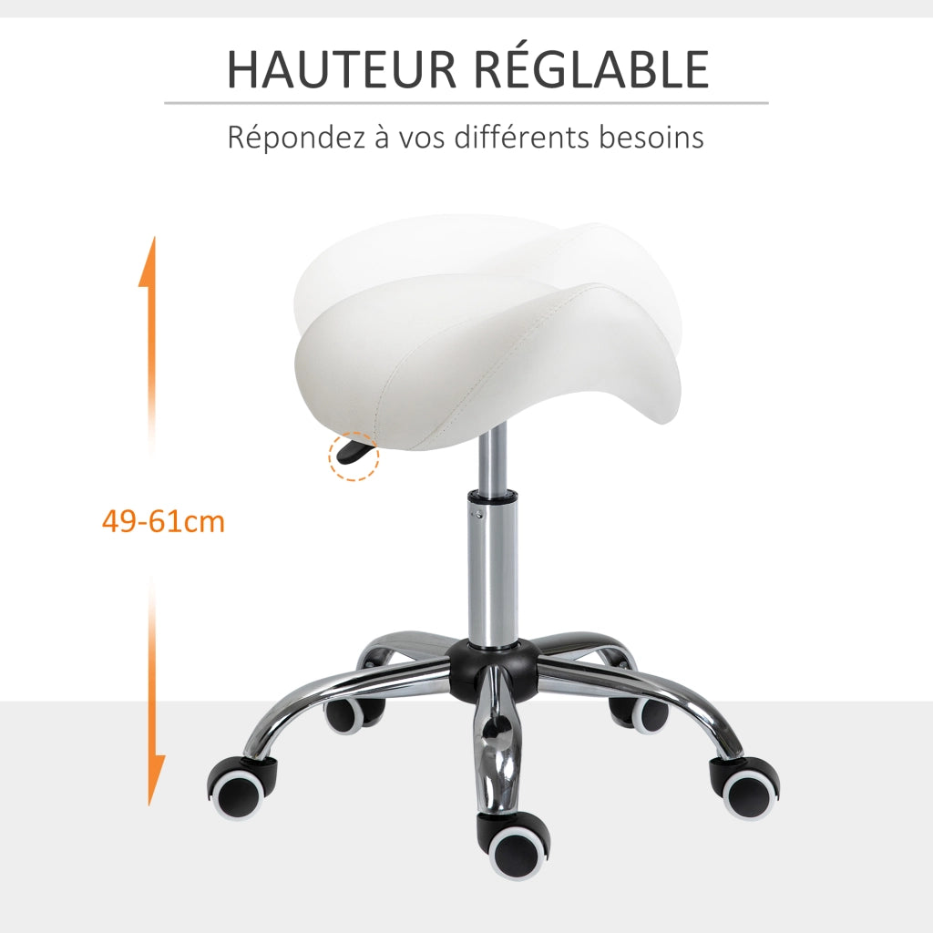 Sgabello girevole con rotelle regolabile in altezza 49-61 cm ¨C Xylo ¨C seduta ergonomica bianco