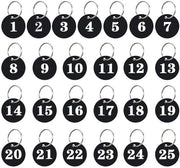 Set di Clip per Chiavi 25 pezzi - Clip per Chiavi numerate - Materiale Acrilico - Impermeabile - Design Minimalista - Ideale per Officina/Hotel - Anello per Chiavi