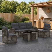 Set Divano da Giardino 6 pz Grigio e Grigio Scuro polyrattan 3436922