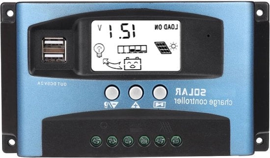 Controller di Carica Solare 12V/24V 100A Tracciamento MPPT Adattivo - Display LCD - Carica Dual USB - Lader per Pannelli Solari