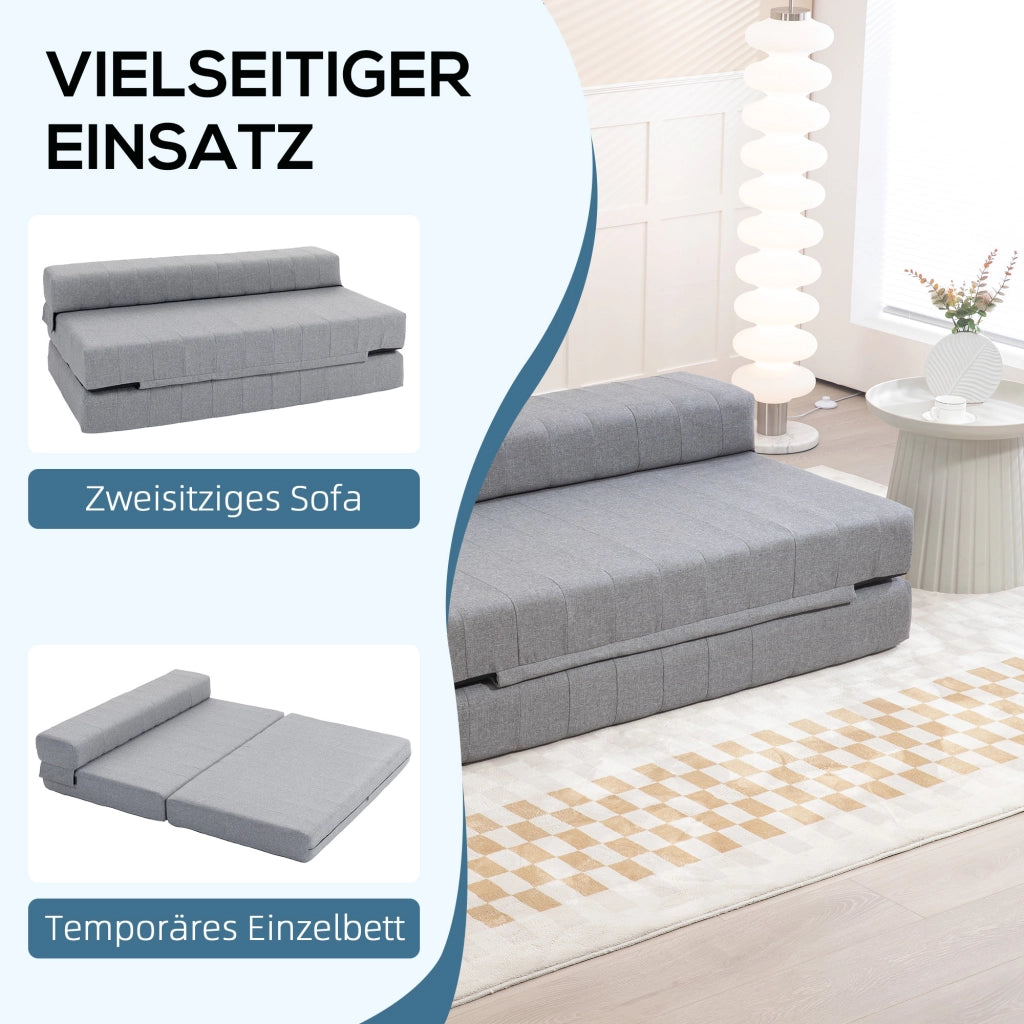 DIVANO LETTO Pieghevole 138x80x50 cm Grigio in Poliestere