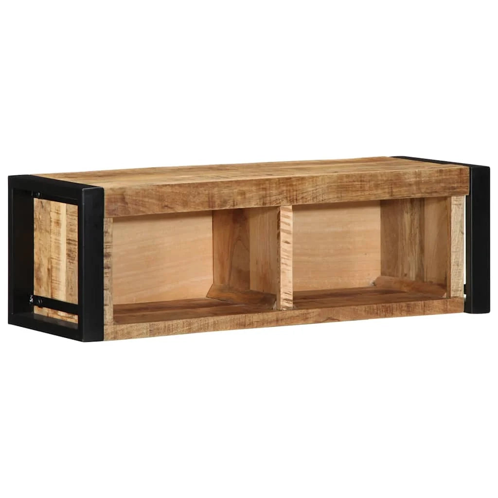 Pratico mobile porta TV da parete con contenitore 80 x 30 x 25 cm in legno massello di mango grezzo 02_0057661
