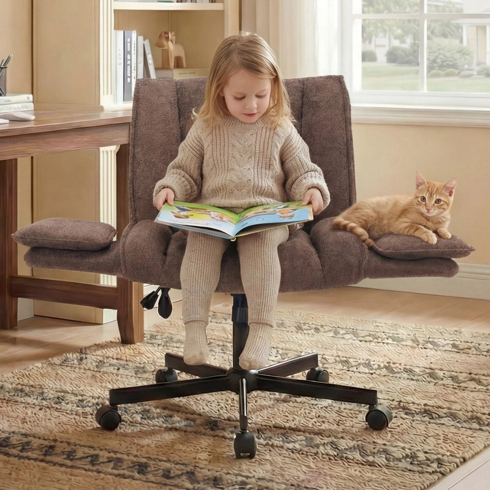 Sedia da Ufficio Girevole con Rotelle e Braccioli Pieghevoli ¨C MINIMAL ¨C Altezza Regolabile, Caff¨¨