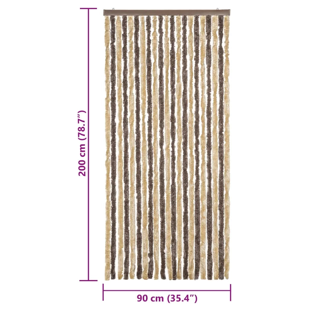 Tenda Antimosche Marrone Scuro e Beige 90x200 cm in Ciniglia CFW3532857