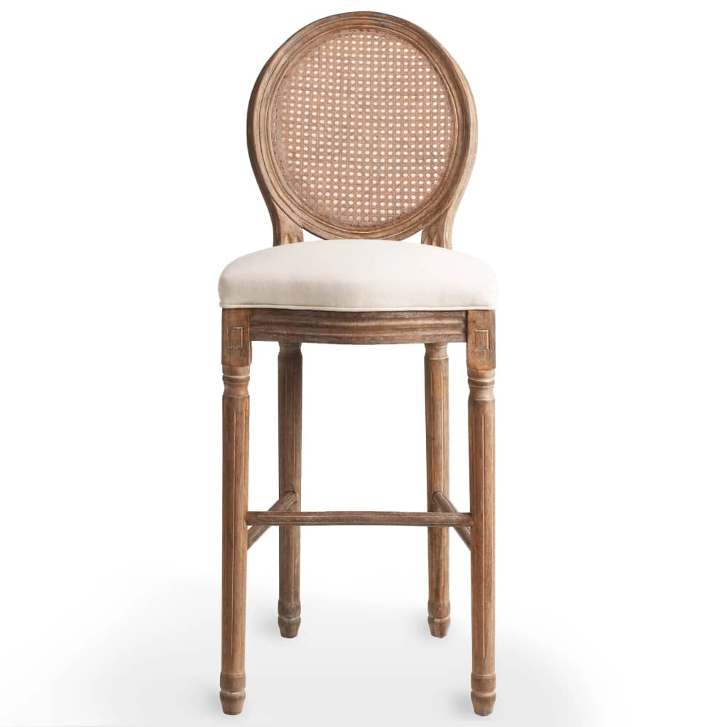 Set di due sgabelli da bar di design seduta a sedia rattan bianco crema 1202150