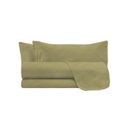 Set Lenzuola Matrimoniale Sopra Sotto e 2 Federe Linea Water Washed Ocra
