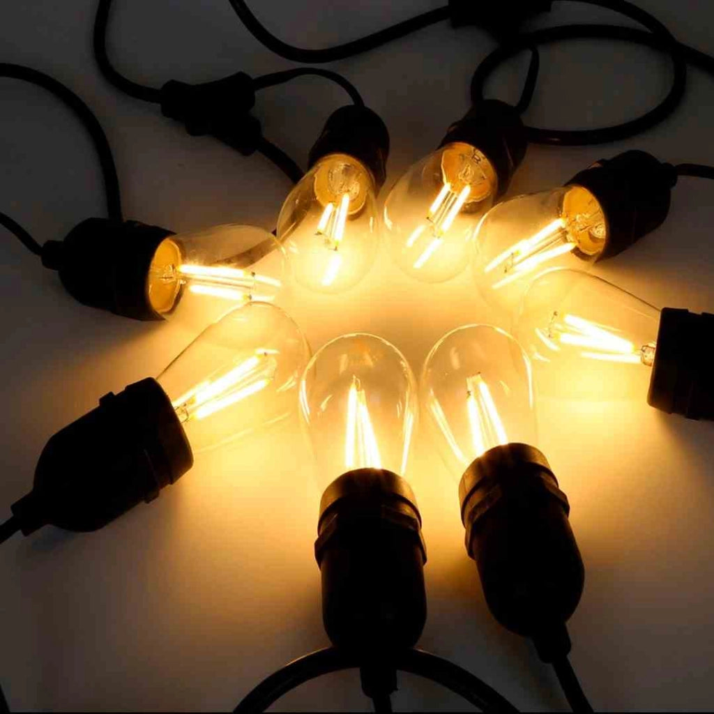 Catena luci esterno 10m 10xE27 IP44 nera Eko-Light EKO6918