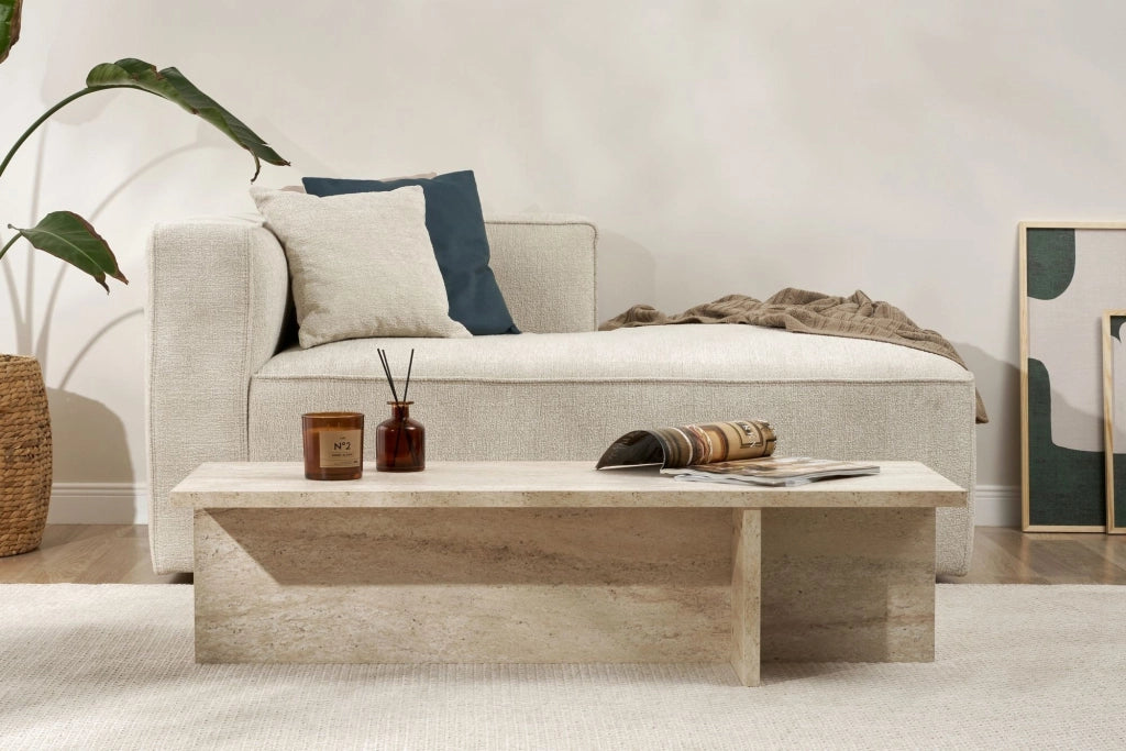 Marmorito, Tavolino da Salotto Forma Rettangolare, 120x45x30h cm Bianco Marmo