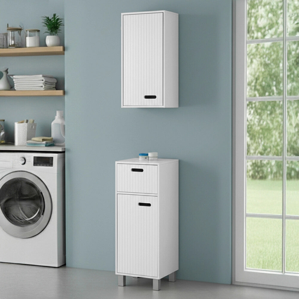 Base singola bagno  32 cm bianco con un anta e un cassetto Fast