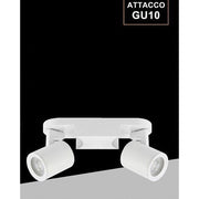 Trade Shop - Applique 2 Diffusori Orientabile Soffitto Parete Lampada Gu10 Bianco Nero Th8802 - Bianco