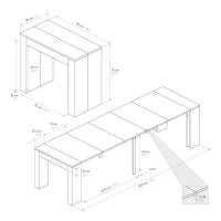 PAZZO DESIGN Tavolo Consolle Allungabile con porta prolunghe, Rovere Rustico, Made in Italy, da 45 a 300 cm