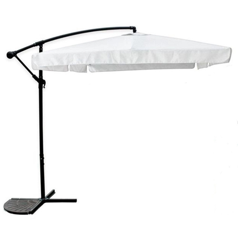 Trade Shop - Ombrellone Laterale Da Giardino Protezione Sole 2x3mt Impermeabile Bianco Con Base 223213 -