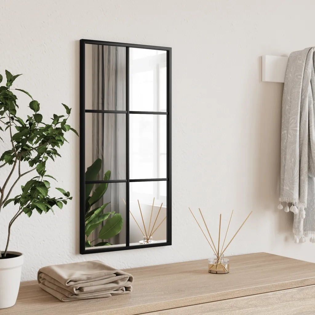 Specchio da Parete Nero 30x60 cm Rettangolare in Ferro 358641