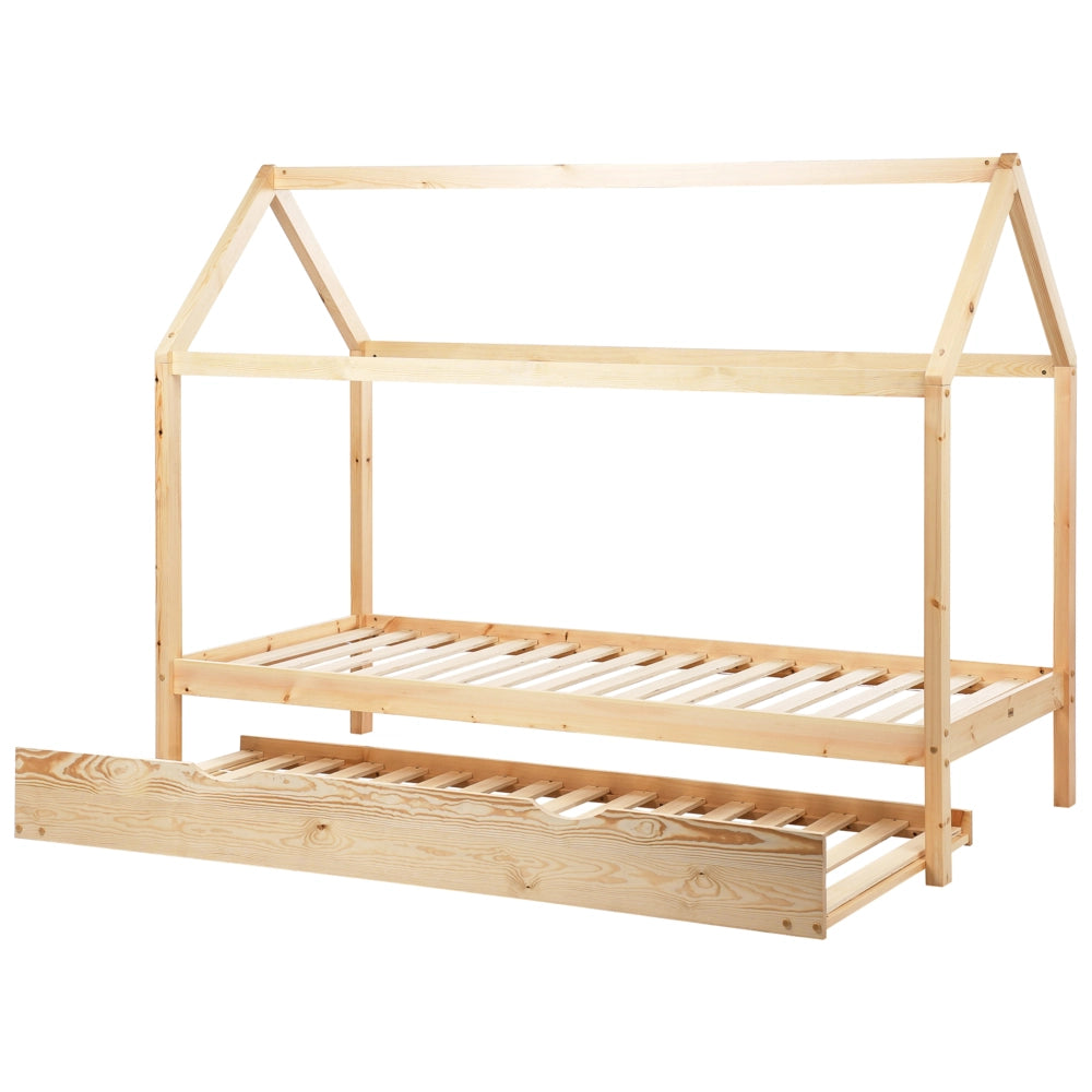 Letto a scomparsa della casa per bambini in legno di pino chiaro UE misura singola 90 x 200 cm letto con base a doghe per la cameretta
