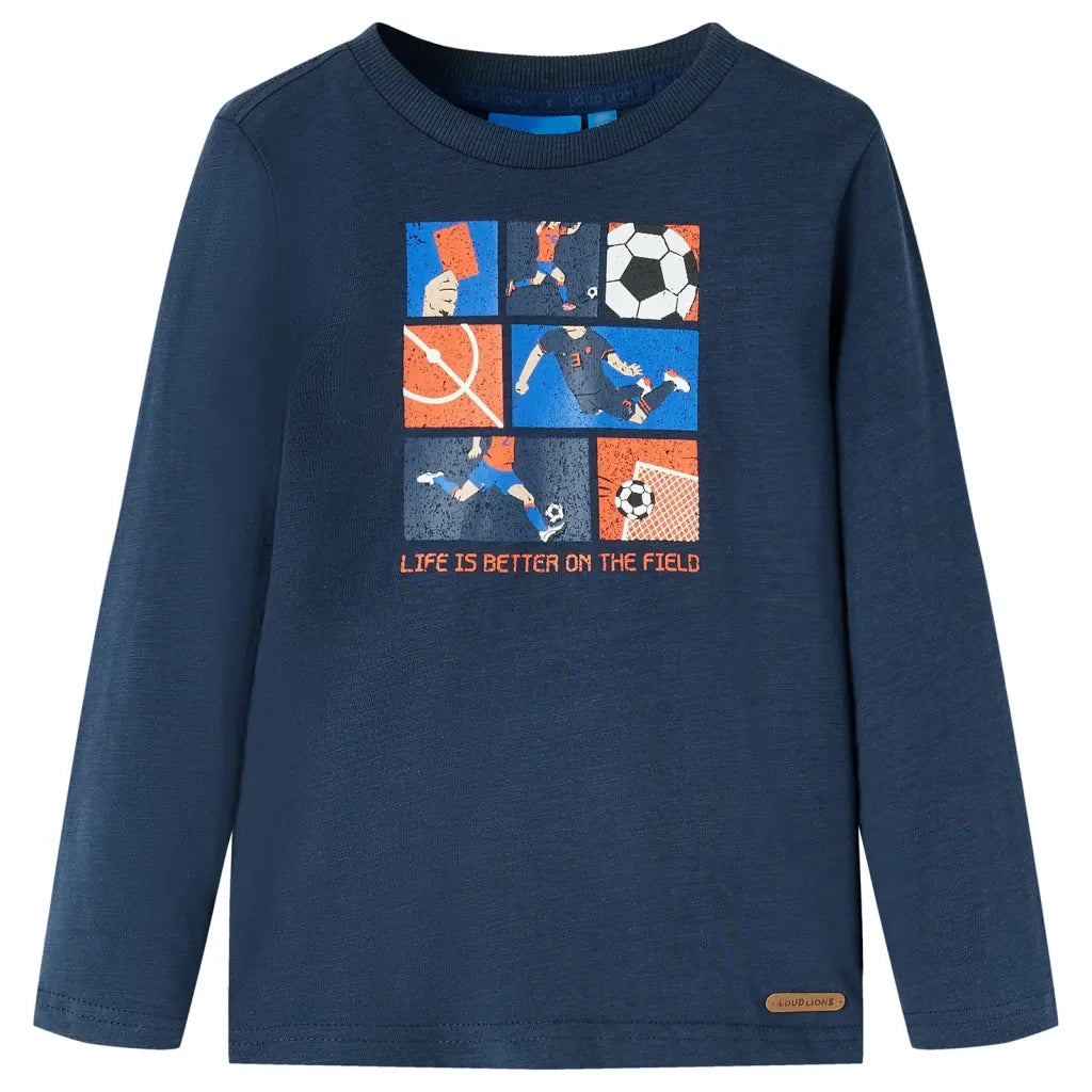 Maglietta Bambino Maniche Lunghe Blu Marino MÃ©lange 104