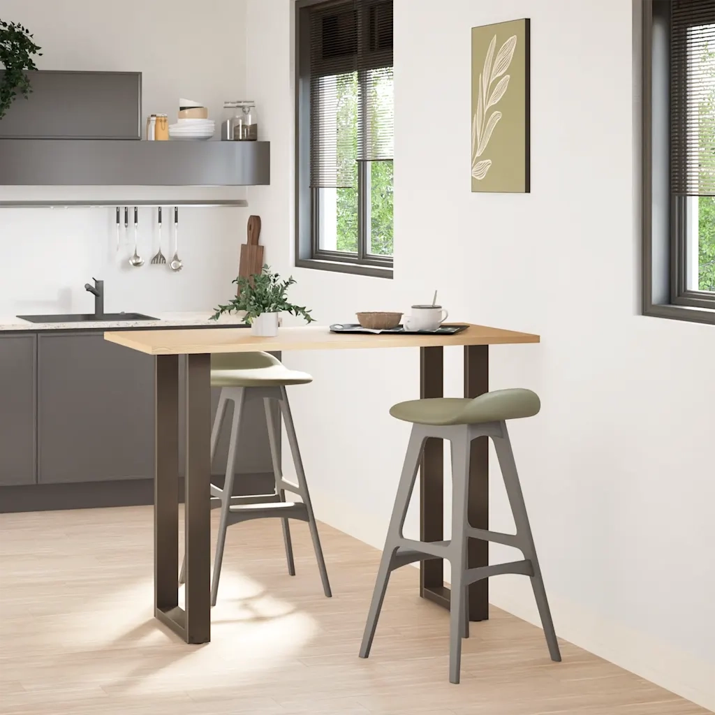 Gambe per tavolo da bar a forma di U 2 pz in acciaio naturale 50x(100-101) cm